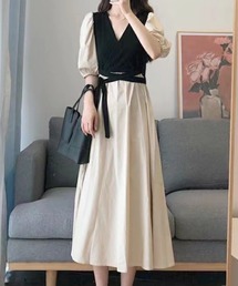 ロングリボンカシュクールワンピース