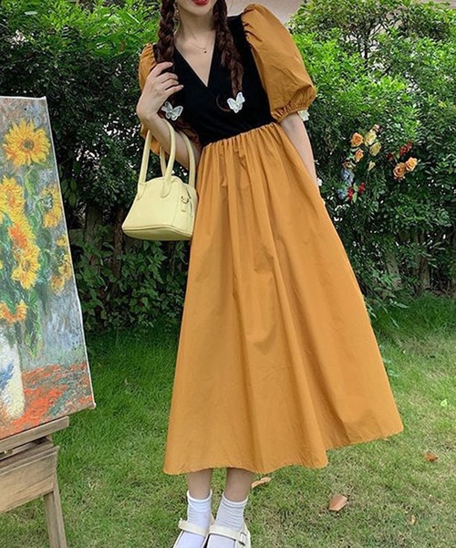 Dewlily（デューリリー）の「ロングリボンカシュクールワンピース（ワンピース・レディース・オレンジ/ホワイト・M/L）」の17枚目の写真