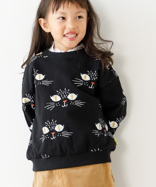 MAKE YOUR DAY（メイクユアデイ）の「WEB限定いろんな柄裏毛トレーナー■80～140cm（スウェット・キッズ・グレー/オレンジ/ネイビー/ライトグレー/アイボリー/ブラック/イエロー/ピンク・120/110/130/90/80/100/140）」の2枚目の写真