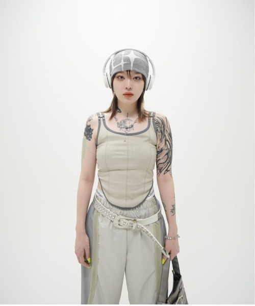 XU（エックスユー）の「ストリートファッション XU エックスユー mesh track pants トラックパンツ ナイロンパンツ ラインパンツ ジョガーパンツ カーゴパンツ テック系（カーゴパンツ・メンズ・ライトグレー・ONE SIZE）」の6枚目の写真