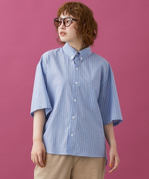 Le temps riche(ルタンリッシュ)の「ハーフスリーブボタンダウンシャツ <Le temps riche>(シャツ/ブラウス・レディース・サックスブルー/ネイビー/グリーン・M/L)」の21枚目の写真