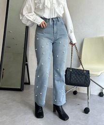 prose verse | ランダムパールハイウエストストレートパンツ(デニムパンツ)