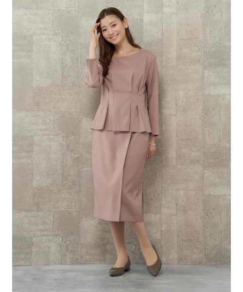 Perfect Suit FActory（パーフェクトスーツファクトリー）の「【お仕事OK】ダブルツイル　ペプラムブラウス　ピンク/カーキ（シャツ/ブラウス・レディース・カーキ/サーモンピンク・L/S/M）」の20枚目の写真