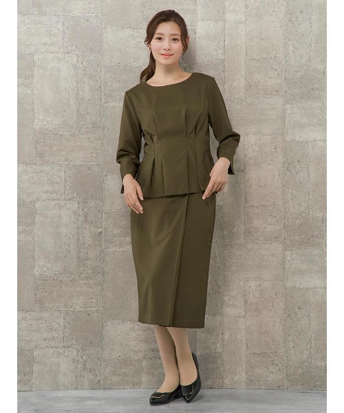 Perfect Suit FActory（パーフェクトスーツファクトリー）の「【お仕事OK】ダブルツイル　ペプラムブラウス　ピンク/カーキ（シャツ/ブラウス・レディース・カーキ/サーモンピンク・L/S/M）」の10枚目の写真