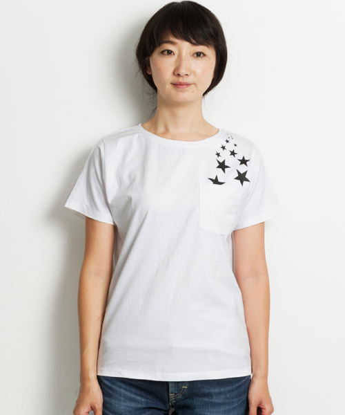 AMERICAN RAG CIE（アメリカンラグシー）の「AMERICAN RAG CIEオーガニックコットンプリントTシャツ【スター】/208-AHW-HDF01（Tシャツ/カットソー・レディース・ホワイト/オリーブ・FREE）」の10枚目の写真