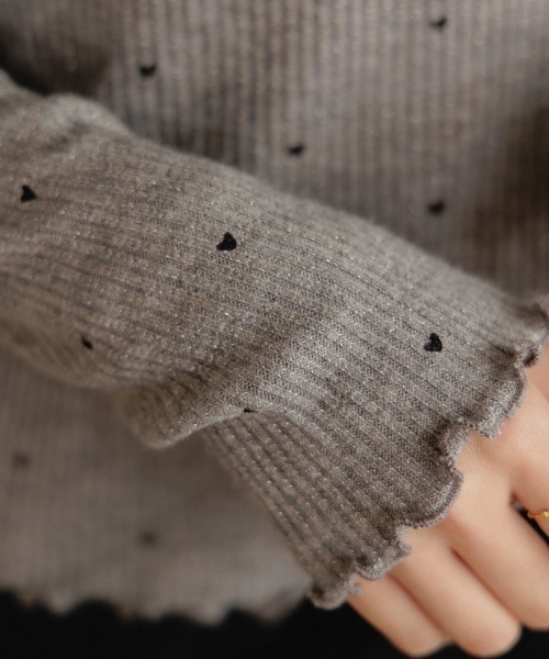 flower(フラワー)の「ハートリブトップ2(Tシャツ/カットソー・レディース・グレー/アイボリー・FREE)」の14枚目の写真