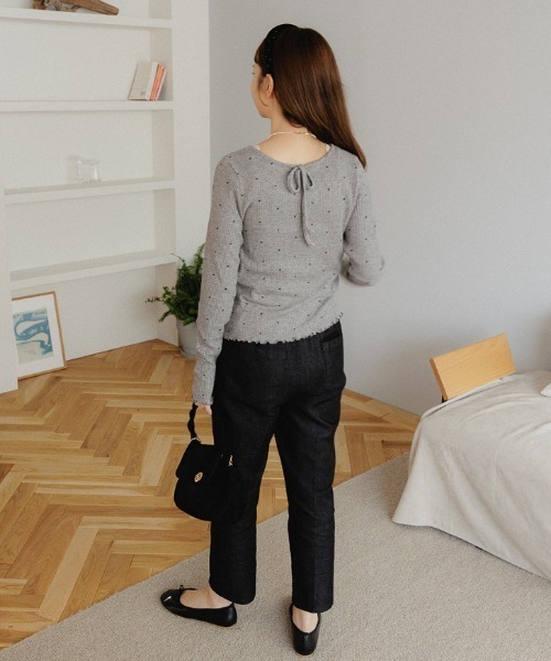 flower(フラワー)の「ハートリブトップ2(Tシャツ/カットソー・レディース・グレー/アイボリー・FREE)」の11枚目の写真