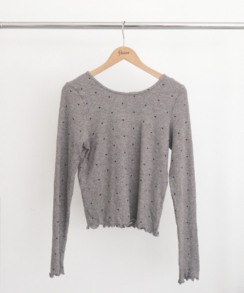 flower(フラワー)の「ハートリブトップ2(Tシャツ/カットソー・レディース・グレー/アイボリー・FREE)」の17枚目の写真