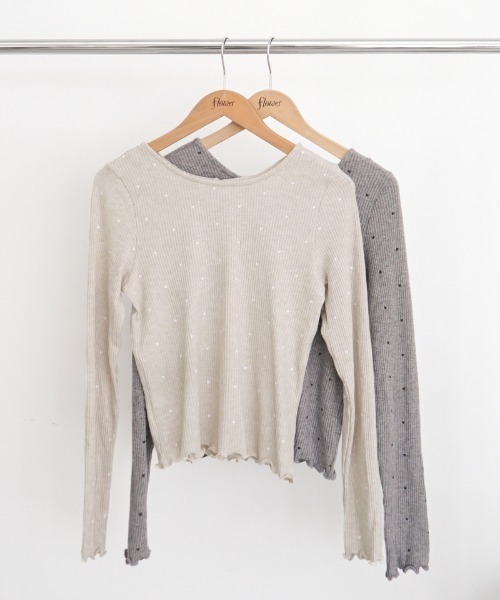 flower(フラワー)の「ハートリブトップ2(Tシャツ/カットソー・レディース・グレー/アイボリー・FREE)」の18枚目の写真