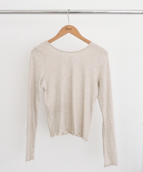 flower(フラワー)の「ハートリブトップ2(Tシャツ/カットソー・レディース・グレー/アイボリー・FREE)」の16枚目の写真