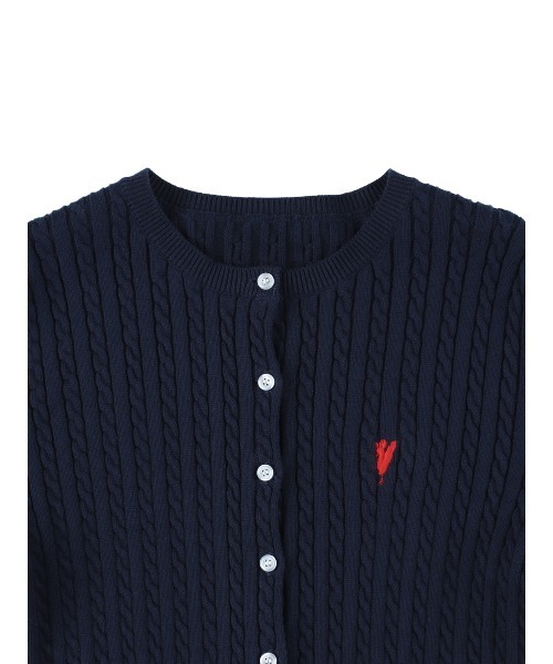 MIRO AMURETTE(ミロアミュレット)の「niwatori cable knit cardigan/ケーブル編みニットカーディガン(カーディガン/ボレロ・レディース・ネイビー・FREE)」の3枚目の写真