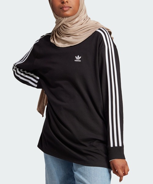 adidas(アディダス)の「アディカラー クラシックス 長袖Tシャツ / ロンT / アディダスオリジナルス adidas Originals(Tシャツ/カットソー・レディース・ホワイト/ブラック・MEDIUM/XX-LARGE/X-LARGE)」の2枚目の写真