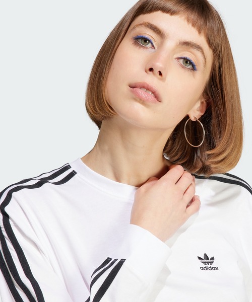 adidas(アディダス)の「アディカラー クラシックス 長袖Tシャツ / ロンT / アディダスオリジナルス adidas Originals(Tシャツ/カットソー・レディース・ホワイト/ブラック・MEDIUM/XX-LARGE/X-LARGE)」の4枚目の写真