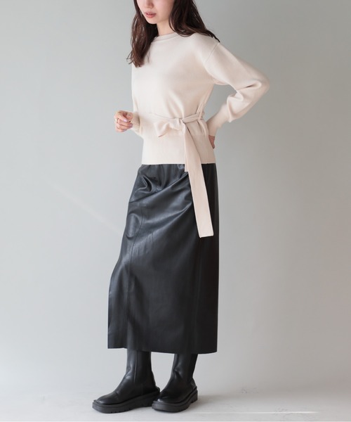 SETUP7（セットアップセブン）の「SWEET掲載商品　谷まりあさん着用【SETUP7】2WAY RIBBON KNIT TOPS リボンニットトップス style moment+ knit（Tシャツ/カットソー・レディース・ブラック/アイボリー/グレー・L/M）」の17枚目の写真