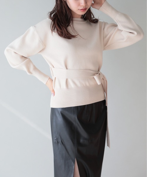 SETUP7（セットアップセブン）の「SWEET掲載商品　谷まりあさん着用【SETUP7】2WAY RIBBON KNIT TOPS リボンニットトップス style moment+ knit（Tシャツ/カットソー・レディース・ブラック/アイボリー/グレー・L/M）」の15枚目の写真