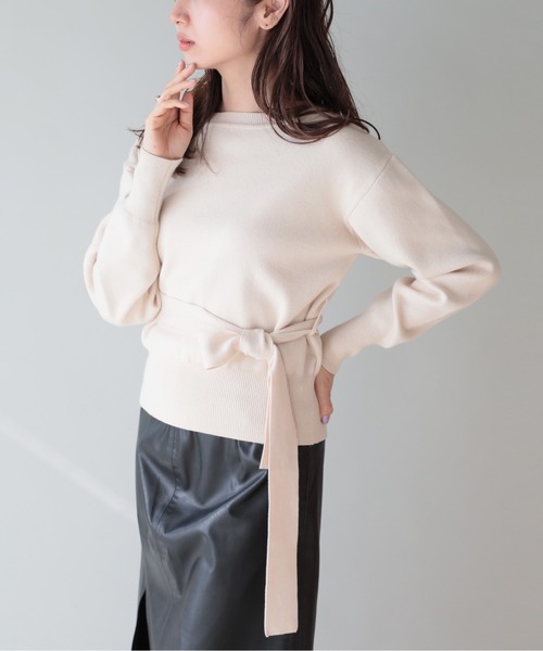 SETUP7（セットアップセブン）の「SWEET掲載商品　谷まりあさん着用【SETUP7】2WAY RIBBON KNIT TOPS リボンニットトップス style moment+ knit（Tシャツ/カットソー・レディース・ブラック/アイボリー/グレー・L/M）」の16枚目の写真