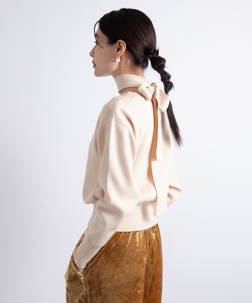 SETUP7（セットアップセブン）の「SWEET掲載商品　谷まりあさん着用【SETUP7】2WAY RIBBON KNIT TOPS リボンニットトップス style moment+ knit（Tシャツ/カットソー・レディース・ブラック/アイボリー/グレー・L/M）」の19枚目の写真