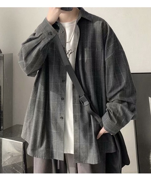 Sakka(サッカ)の「チェックビッグシャツ(シャツ/ブラウス・メンズ・ブルー/グレー/ブラック・XX-LARGE/X-LARGE/LARGE/MEDIUM)」の8枚目の写真