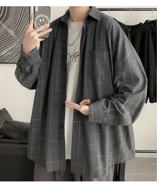 Sakka(サッカ)の「チェックビッグシャツ(シャツ/ブラウス・メンズ・ブルー/グレー/ブラック・XX-LARGE/X-LARGE/LARGE/MEDIUM)」の7枚目の写真