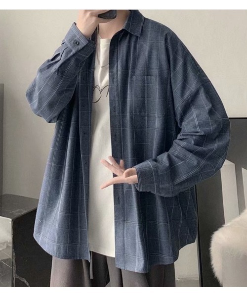 Sakka(サッカ)の「チェックビッグシャツ(シャツ/ブラウス・メンズ・ブルー/グレー/ブラック・XX-LARGE/X-LARGE/LARGE/MEDIUM)」の9枚目の写真