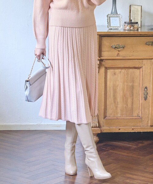 ANY SIS（エニィスィス）の「【セットアップ対応】スフレケーブルニット スカート（スカート・レディース・ライトグレー系/アイボリー系/ネイビー系/ライトグリーン系/ピンク系/スカイブルー系・2）」の6枚目の写真