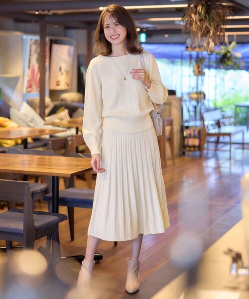 ANY SIS（エニィスィス）の「【セットアップ対応】スフレケーブルニット スカート（スカート・レディース・ライトグレー系/アイボリー系/ネイビー系/ライトグリーン系/ピンク系/スカイブルー系・2）」の7枚目の写真