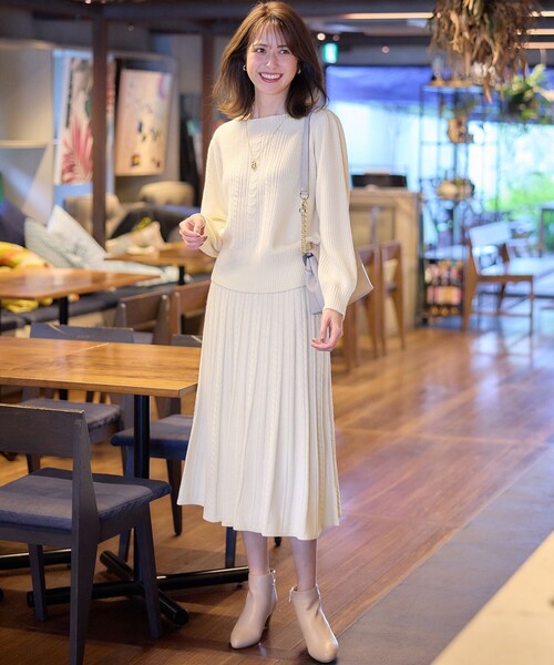 ANY SIS（エニィスィス）の「【セットアップ対応】スフレケーブルニット スカート（スカート・レディース・ライトグレー系/アイボリー系/ネイビー系/ライトグリーン系/ピンク系/スカイブルー系・2）」の8枚目の写真