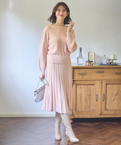 ANY SIS（エニィスィス）の「【セットアップ対応】スフレケーブルニット スカート（スカート・レディース・ライトグレー系/アイボリー系/ネイビー系/ライトグリーン系/ピンク系/スカイブルー系・2）」の9枚目の写真