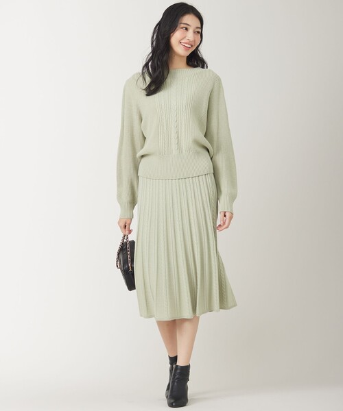 ANY SIS（エニィスィス）の「【セットアップ対応】スフレケーブルニット スカート（スカート・レディース・ライトグレー系/アイボリー系/ネイビー系/ライトグリーン系/ピンク系/スカイブルー系・2）」の15枚目の写真