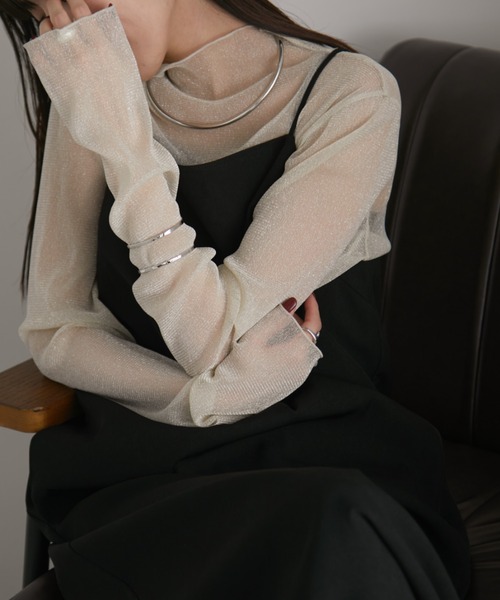 Aunt Marie's（アントマリーズ）の「ラメタートルシアートップス（Tシャツ/カットソー・レディース・グレー/アイボリー/ブラック/ピンク/グリーン・FREE）」の20枚目の写真