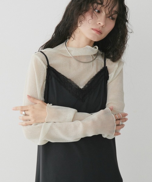 Aunt Marie's(アントマリーズ)の「ラメタートルシアートップス(Tシャツ/カットソー・レディース・グレー/アイボリー/ブラック/ピンク/グリーン・FREE)」の9枚目の写真