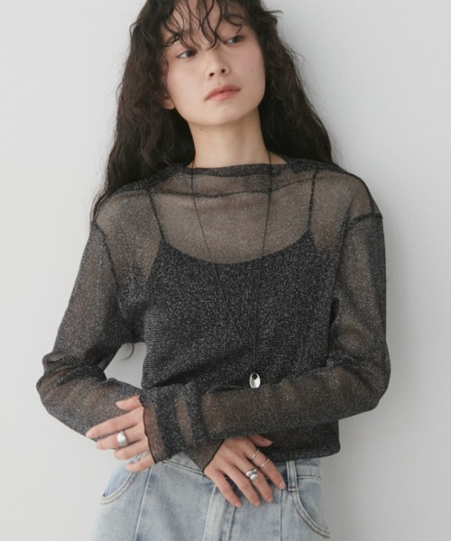 Aunt Marie's(アントマリーズ)の「ラメタートルシアートップス(Tシャツ/カットソー・レディース・グレー/アイボリー/ブラック/ピンク/グリーン・FREE)」の22枚目の写真