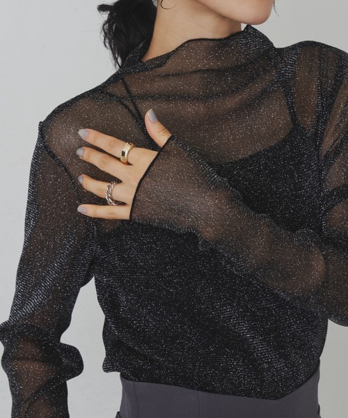 Aunt Marie's（アントマリーズ）の「ラメタートルシアートップス（Tシャツ/カットソー・レディース・グレー/アイボリー/ブラック/ピンク/グリーン・FREE）」の7枚目の写真