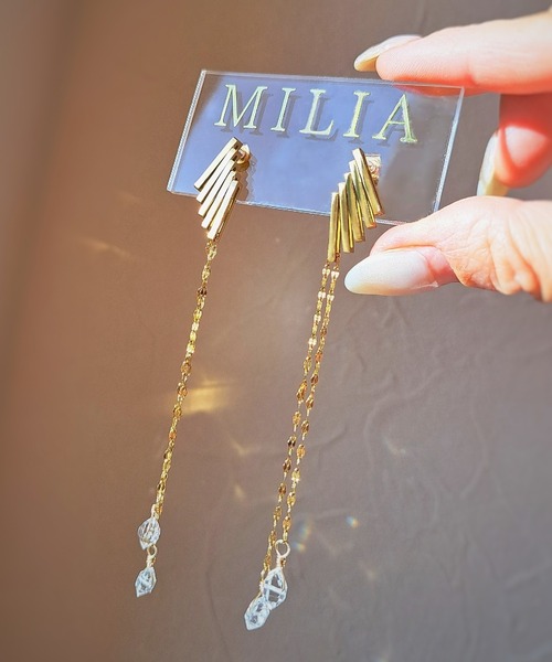 CERCA(チェルカ)の「MILIA/Herkimer diamond ハーキマーダイヤモンド ピアス(ピアス(両耳用)・レディース・ゴールド・FREE)」の4枚目の写真