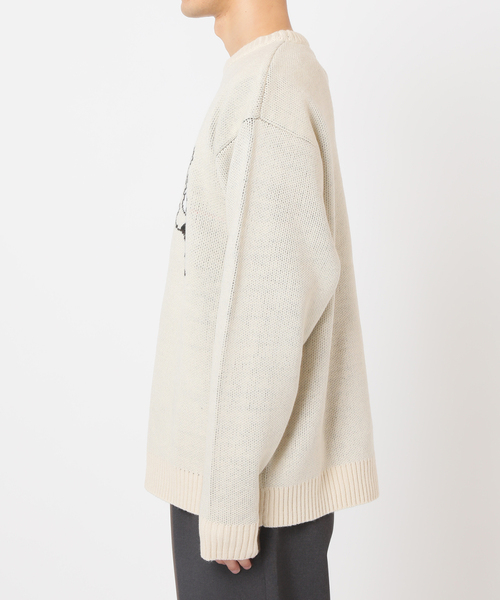 B.C STOCK(ベーセーストック)の「【THE FOX/ザフォックス】 別注 ジャガードフォックスニット(ニット/セーター・メンズ・ネイビー/ベージュ・MEDIUM/LARGE)」の4枚目の写真