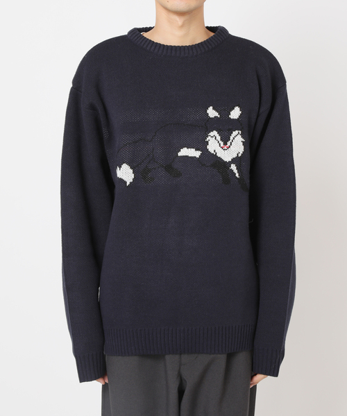 B.C STOCK(ベーセーストック)の「【THE FOX/ザフォックス】 別注 ジャガードフォックスニット(ニット/セーター・メンズ・ネイビー/ベージュ・MEDIUM/LARGE)」の13枚目の写真