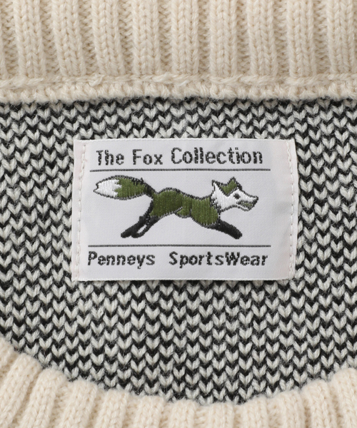 B.C STOCK(ベーセーストック)の「【THE FOX/ザフォックス】 別注 ジャガードフォックスニット(ニット/セーター・メンズ・ネイビー/ベージュ・MEDIUM/LARGE)」の15枚目の写真
