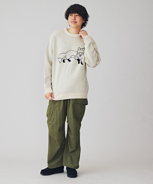 B.C STOCK(ベーセーストック)の「【THE FOX/ザフォックス】 別注 ジャガードフォックスニット(ニット/セーター・メンズ・ネイビー/ベージュ・MEDIUM/LARGE)」の18枚目の写真