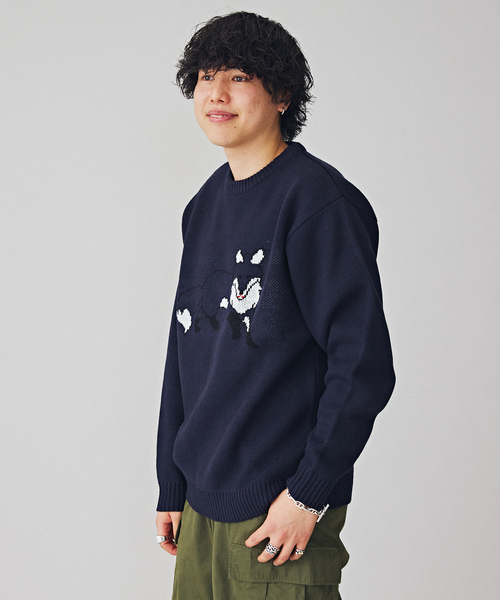 B.C STOCK(ベーセーストック)の「【THE FOX/ザフォックス】 別注 ジャガードフォックスニット(ニット/セーター・メンズ・ネイビー/ベージュ・MEDIUM/LARGE)」の21枚目の写真