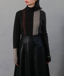 &g'aime | 【&g’aime】ミラノリブバイカラーロングスリーブニットトップス(ニット/セーター)