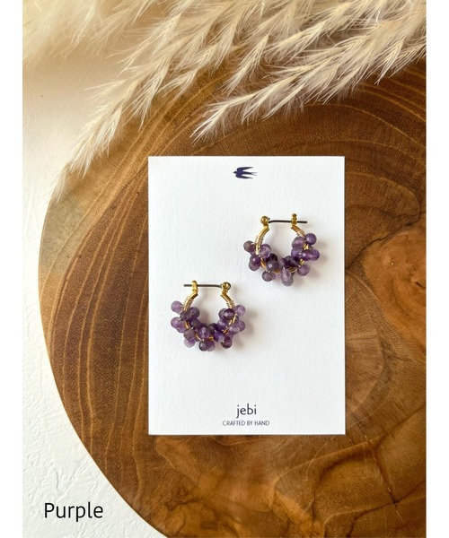 tone（トーン）の「【jebi】天然石のフープピアス（チタンポスト）(MA)（ピアス（両耳用）・レディース・ライトブルー/パープル/ネイビー/ピンク/ホワイト/レッド/ボルドー/イエロー/ブラック/グレー/ターコイズブルー/ブルー系その他/グリーン/ブラウン・FREE）」の10枚目の写真