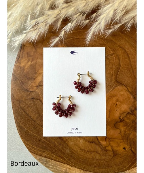 tone（トーン）の「【jebi】天然石のフープピアス（チタンポスト）(MA)（ピアス（両耳用）・レディース・ライトブルー/パープル/ネイビー/ピンク/ホワイト/レッド/ボルドー/イエロー/ブラック/グレー/ターコイズブルー/ブルー系その他/グリーン/ブラウン・FREE）」の14枚目の写真