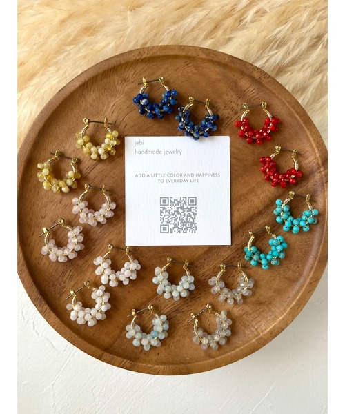 tone（トーン）の「【jebi】天然石のフープピアス（チタンポスト）(MA)（ピアス（両耳用）・レディース・ライトブルー/パープル/ネイビー/ピンク/ホワイト/レッド/ボルドー/イエロー/ブラック/グレー/ターコイズブルー/ブルー系その他/グリーン/ブラウン・FREE）」の15枚目の写真