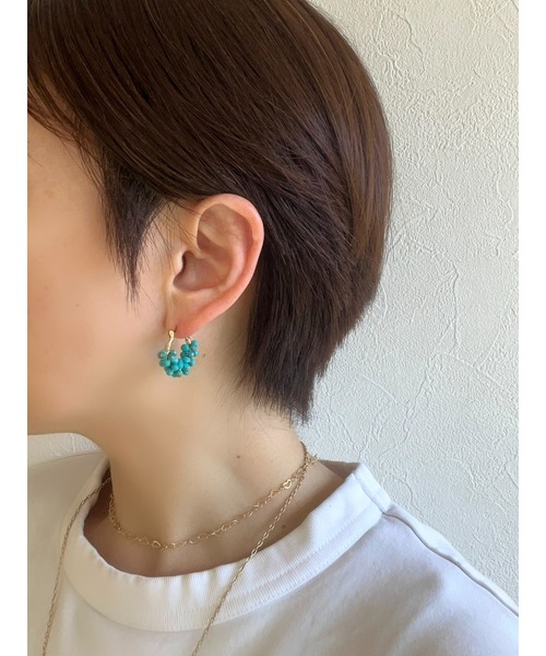 tone（トーン）の「【jebi】天然石のフープピアス（チタンポスト）(MA)（ピアス（両耳用）・レディース・ライトブルー/パープル/ネイビー/ピンク/ホワイト/レッド/ボルドー/イエロー/ブラック/グレー/ターコイズブルー/ブルー系その他/グリーン/ブラウン・FREE）」の16枚目の写真
