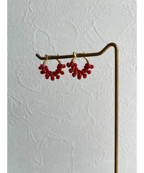 tone（トーン）の「【jebi】天然石のフープピアス（チタンポスト）(MA)（ピアス（両耳用）・レディース・ライトブルー/パープル/ネイビー/ピンク/ホワイト/レッド/ボルドー/イエロー/ブラック/グレー/ターコイズブルー/ブルー系その他/グリーン/ブラウン・FREE）」の17枚目の写真