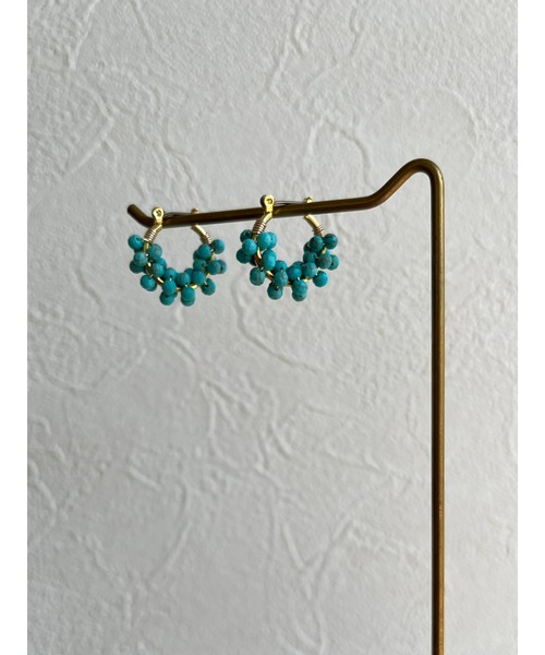 tone（トーン）の「【jebi】天然石のフープピアス（チタンポスト）(MA)（ピアス（両耳用）・レディース・ライトブルー/パープル/ネイビー/ピンク/ホワイト/レッド/ボルドー/イエロー/ブラック/グレー/ターコイズブルー/ブルー系その他/グリーン/ブラウン・FREE）」の19枚目の写真