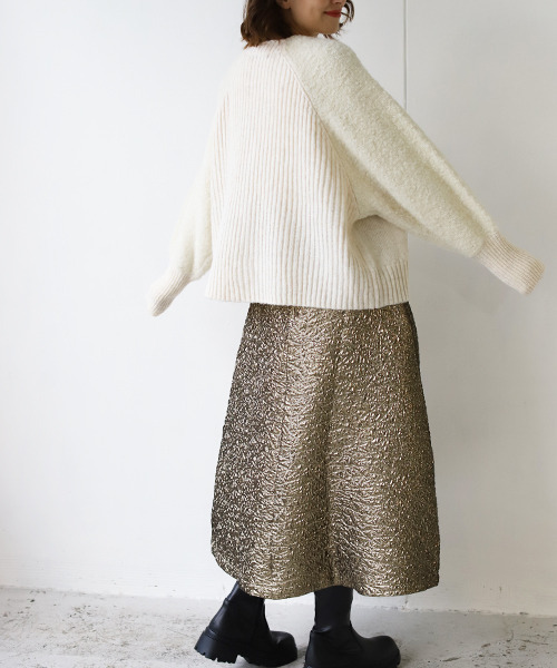 REAL CUBE（リアルキューブ）の「リングヤーンウール混カーディガン（カーディガン/ボレロ・レディース・ベージュ/ライム/チャコールグレー/アイボリー・M）」の8枚目の写真