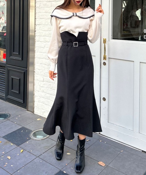 INGNI（イング）の「2way共ベルト付マーメイドスカート（スカート・レディース・アイボリー/ブラック/グレー/ピンク・FREE）」の5枚目の写真