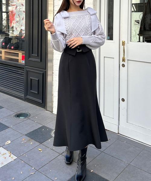 INGNI（イング）の「2way共ベルト付マーメイドスカート（スカート・レディース・アイボリー/ブラック/グレー/ピンク・FREE）」の6枚目の写真