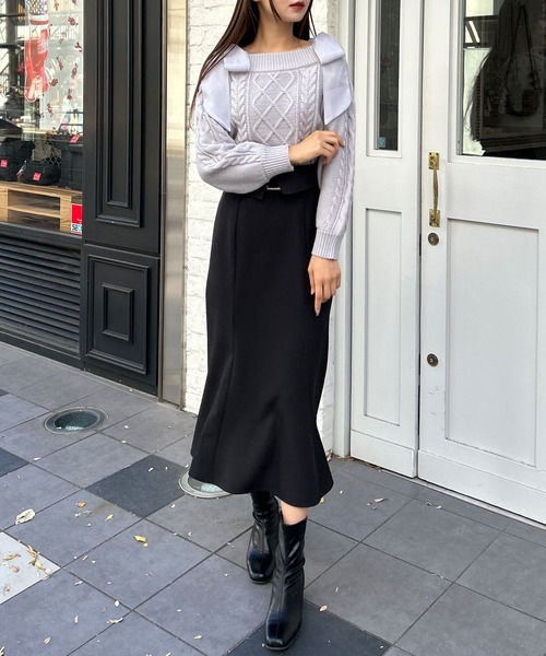 INGNI（イング）の「2way共ベルト付マーメイドスカート（スカート・レディース・アイボリー/ブラック/グレー/ピンク・FREE）」の7枚目の写真